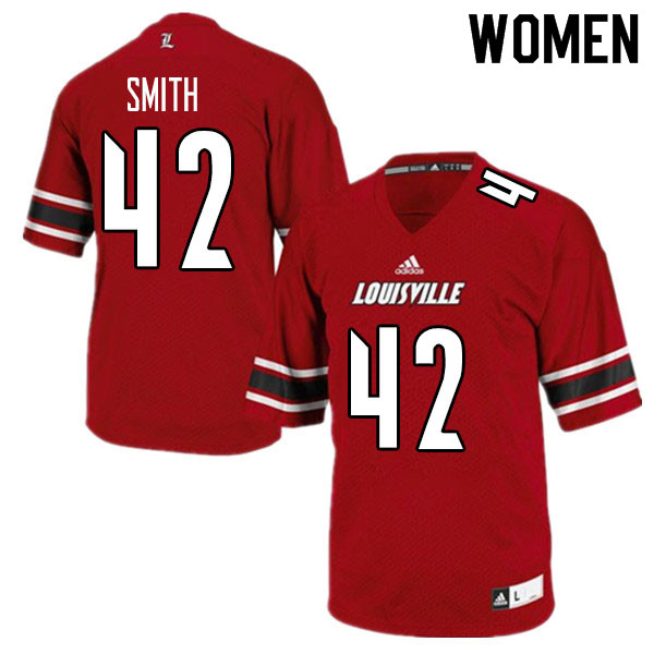 Women #42 Allen Smith Louisville Cardinals College Football Jerseys Sale-Red - Click Image to Close